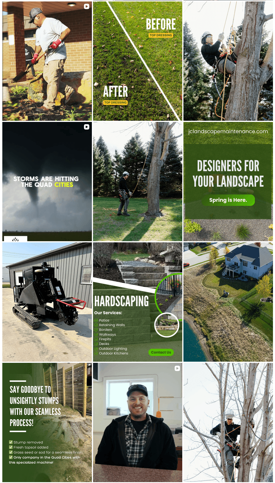 JC Landscape & Maintenance social media feed examples