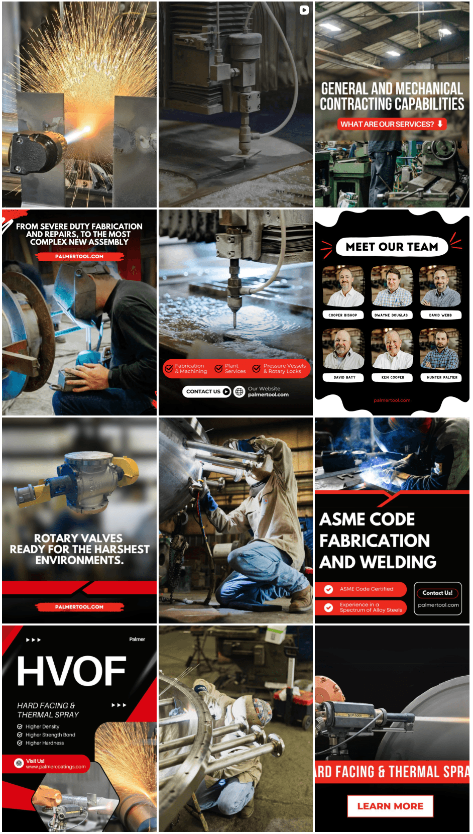 Palmer Tool Company social media feed examples