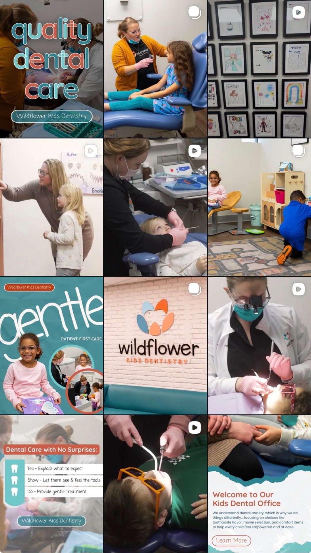 Wildflower Kids Dentistry social media feed examples